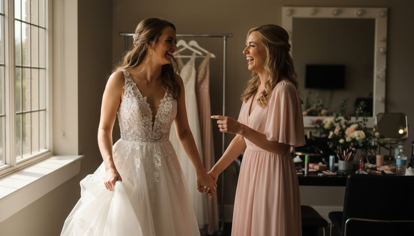 Sister of the bride giving an emotional speech at the wedding reception